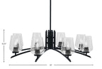Kurve Eight Light Chandelier in Matte Black with 5" Clear Bubble Shade