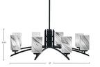 Kurve Eight Light Chandelier in Matte Black with 4" Onyx Swirl Shade