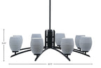 Kurve Eight Light Chandelier in Matte Black with 5" Gray Matrix Shade