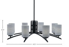 Kurve Eight Light Chandelier in Matte Black with 4" Gray Matrix Shade