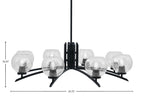 Kurve Eight Light Chandelier in Matte Black with 5.75" Clear Bubble Shade