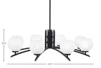 Kurve Eight Light Chandelier in Matte Black with 5.75" White Marble Shade