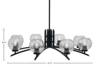 Kurve Eight Light Chandelier in Matte Black with 5.75" Smoke Bubble Shade