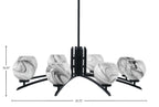 Kurve Eight Light Chandelier in Matte Black with 5.75" Onyx Swirl Shade