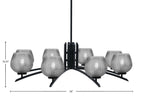 Kurve Eight Light Chandelier in Matte Black with 6" Smoke Textured Shade