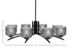 Kurve Eight Light Chandelier in Matte Black with 6" Smoke Textured Shade