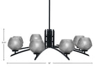 Kurve Eight Light Chandelier in Matte Black with 6" Smoke Textured Shade