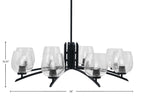 Kurve Eight Light Chandelier in Matte Black with 6" Clear Bubble Shade