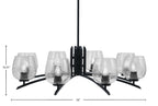 Kurve Eight Light Chandelier in Matte Black with 6" Smoke Bubble Shade