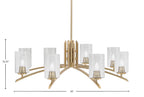 Kurve Eight Light Chandelier in New Age Brass with Smoke Bubble Shade