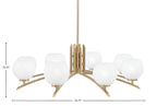 Kurve Eight Light Chandelier in New Age Brass with White Marble Shade