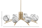 Kurve Eight Light Chandelier in New Age Brass with Onyx Swirl Shade