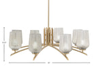 Kurve Eight Light Chandelier in New Age Brass with Silver Textured Shade