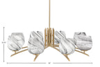 Kurve Eight Light Chandelier in New Age Brass with Onyx Swirl Shade