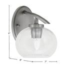 Kurve One Light Wall Sconce in Graphite with 7" Clear Bubble Shade