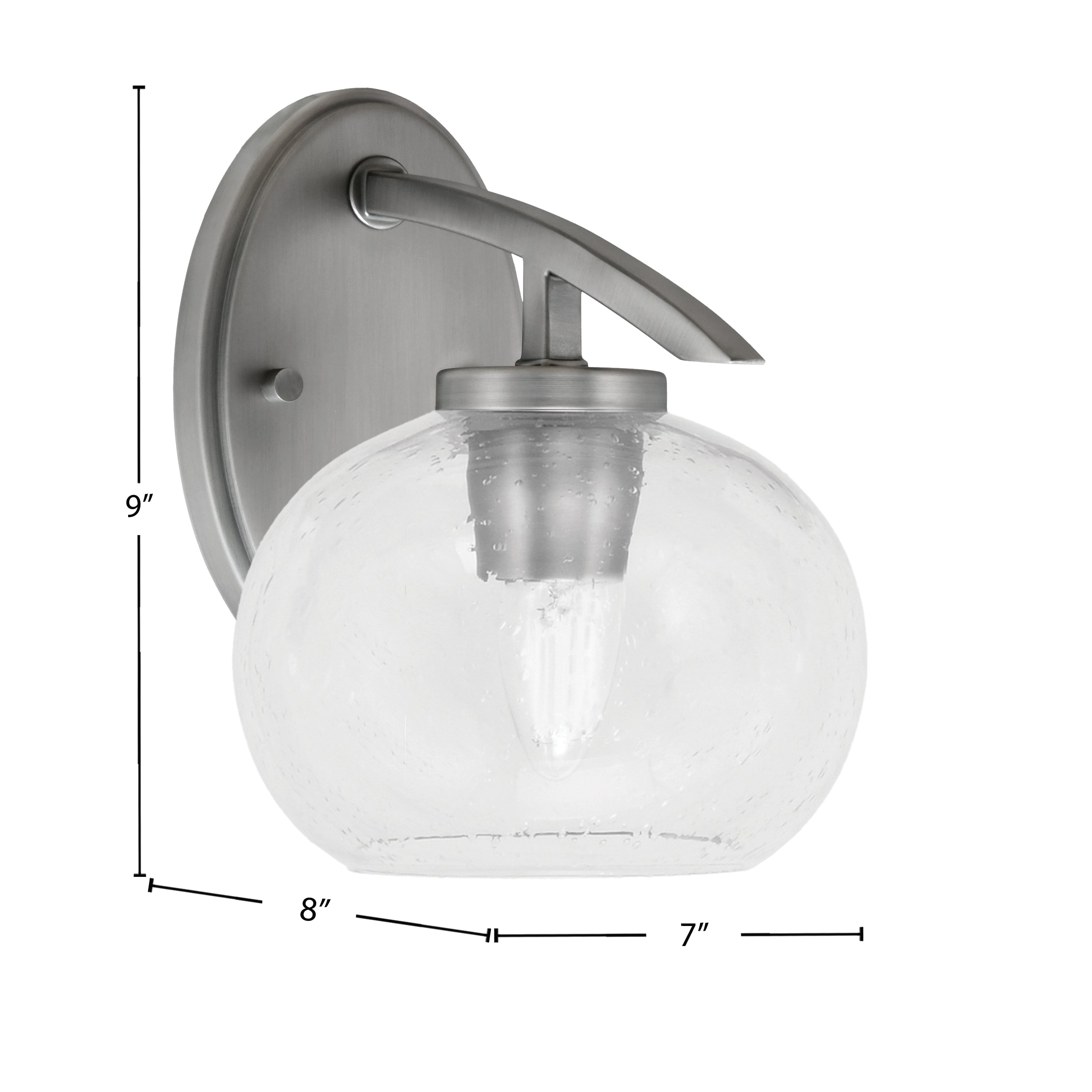 Kurve One Light Wall Sconce in Graphite with 7" Clear Bubble Shade