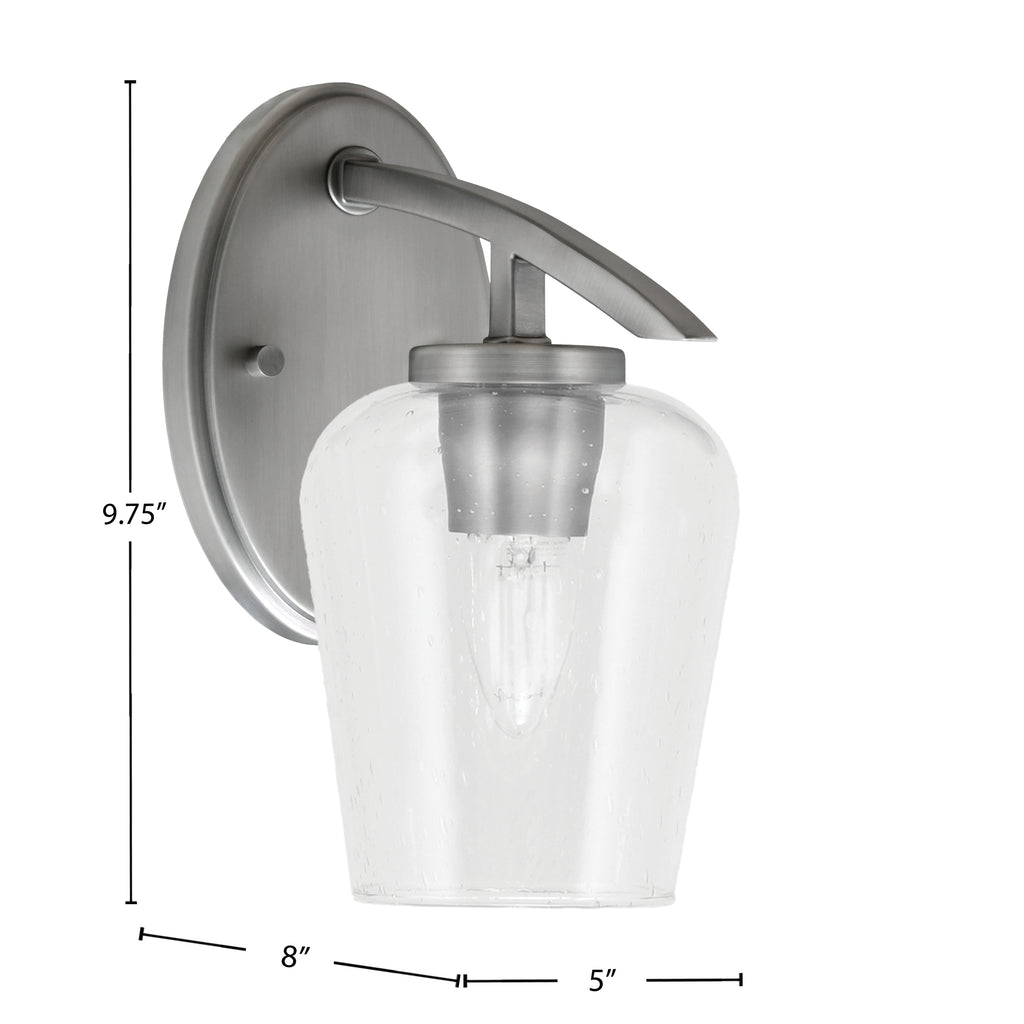 Kurve One Light Wall Sconce in Graphite with 5" Clear Bubble Shade