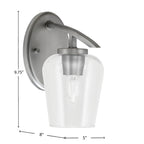 Kurve One Light Wall Sconce in Graphite with 5" Clear Bubble Shade