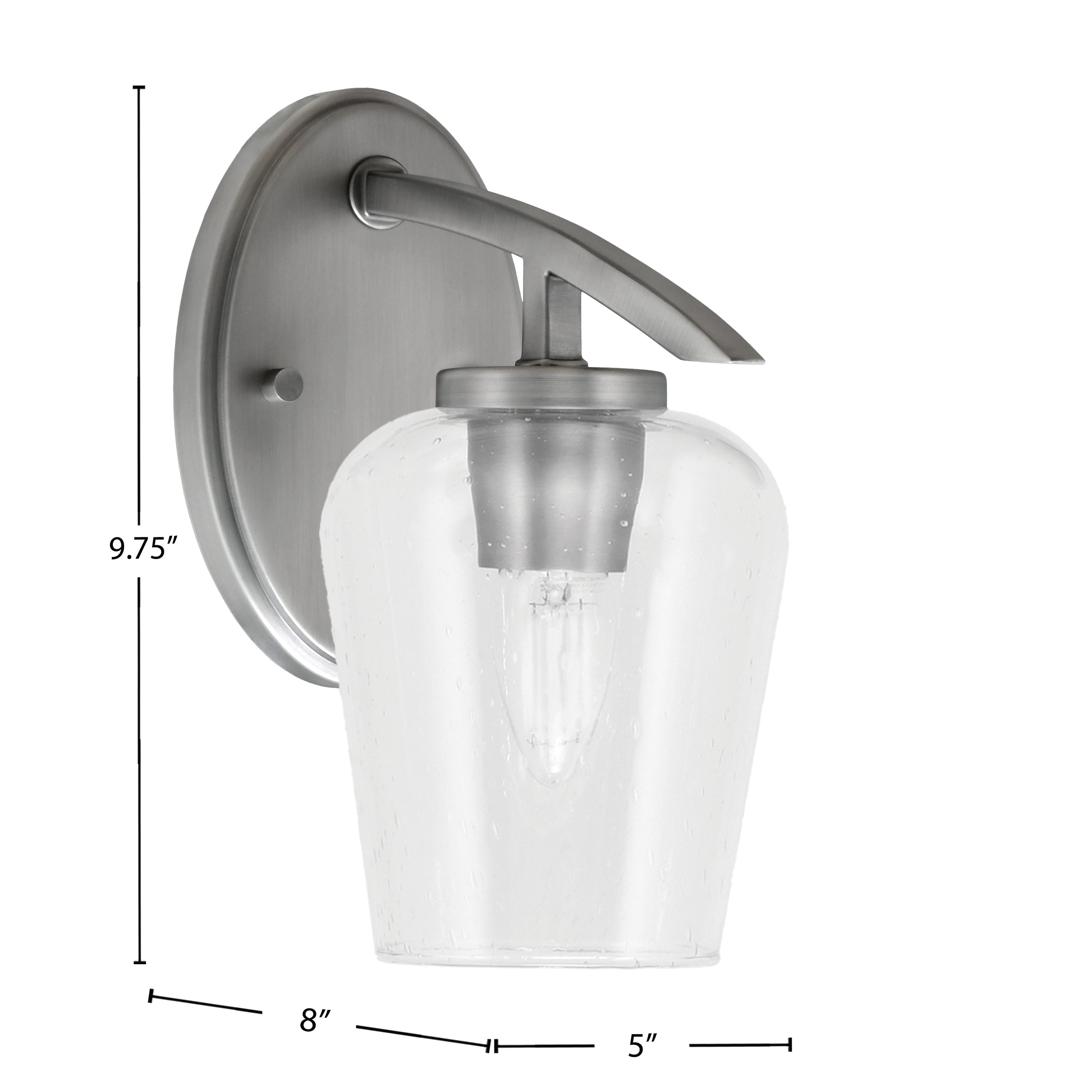 Kurve One Light Wall Sconce in Graphite with 5" Clear Bubble Shade