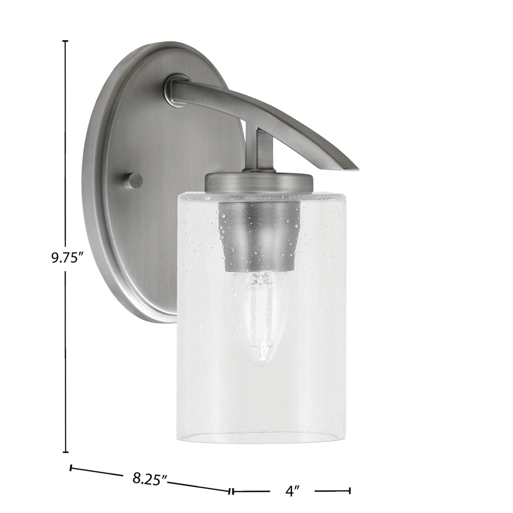 Kurve One Light Wall Sconce in Graphite with 4" Clear Bubble Shade