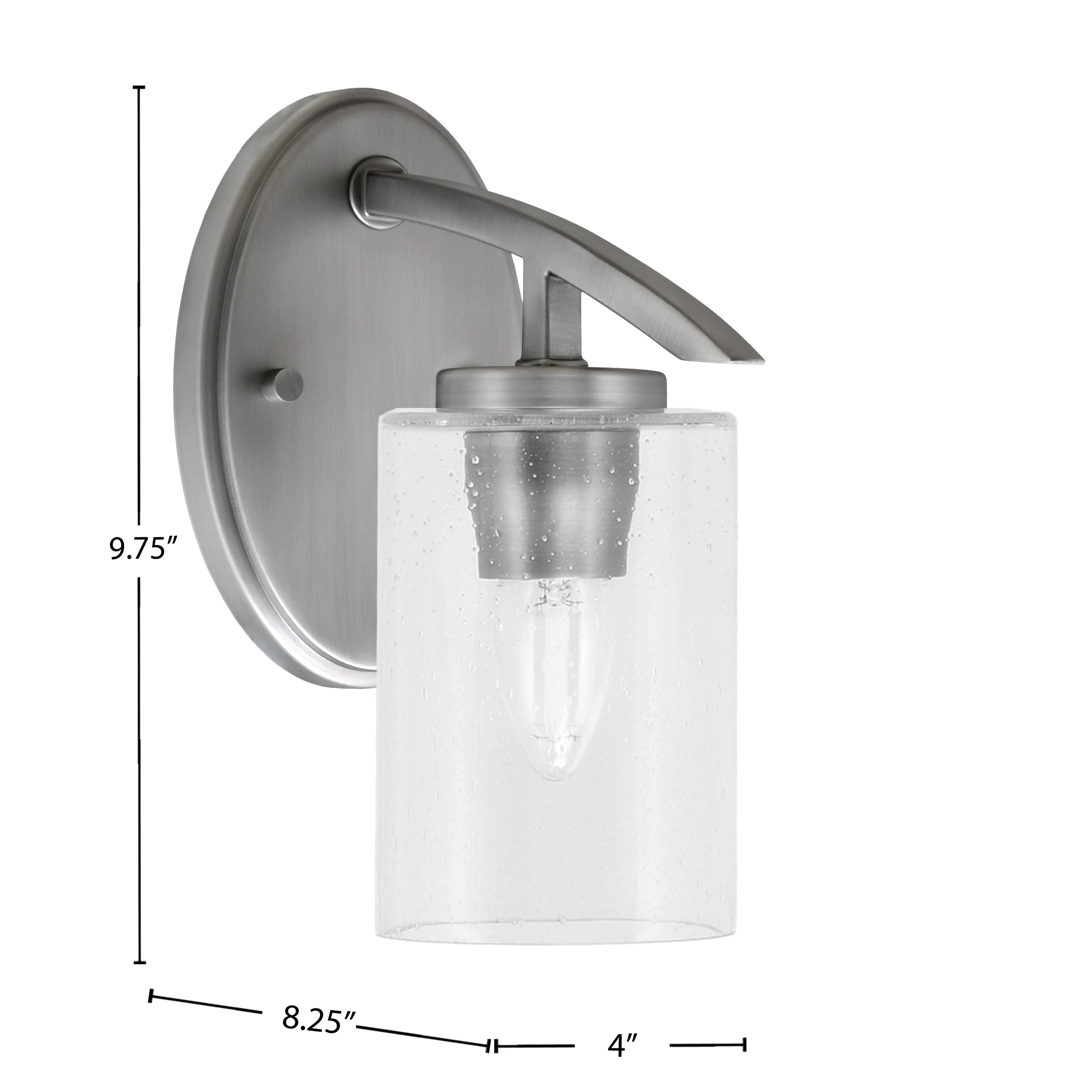 Kurve One Light Wall Sconce in Graphite with 4" Clear Bubble Shade