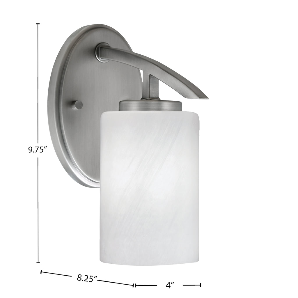 Kurve One Light Wall Sconce in Graphite with 4" White Marble Shade
