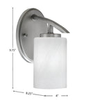 Kurve One Light Wall Sconce in Graphite with 4" White Marble Shade