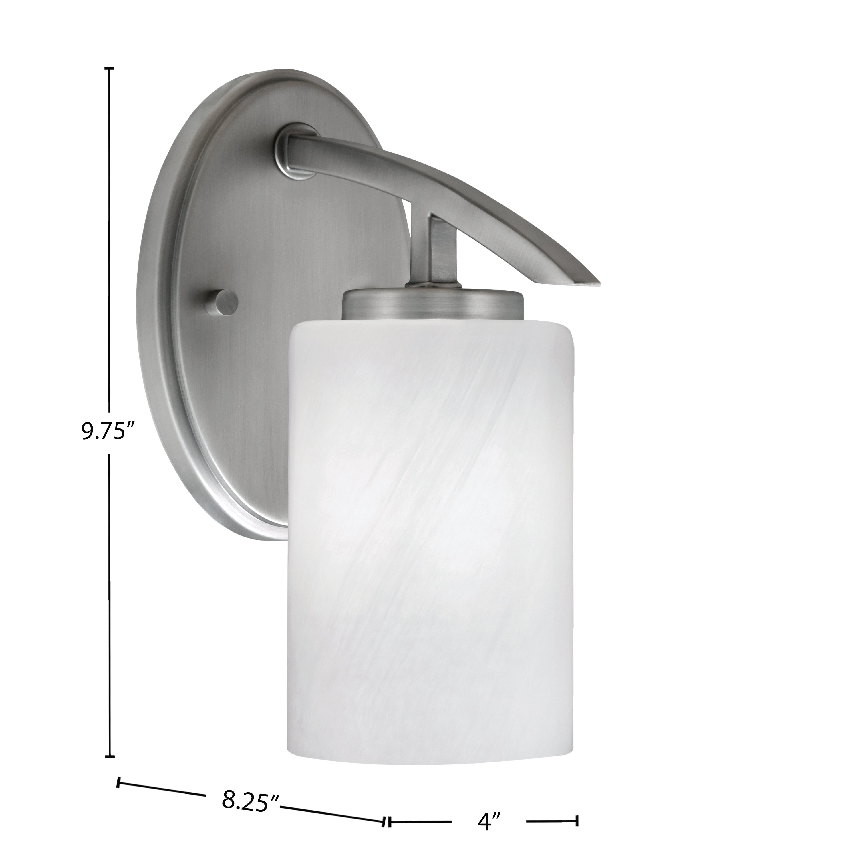 Kurve One Light Wall Sconce in Graphite with 4" White Marble Shade