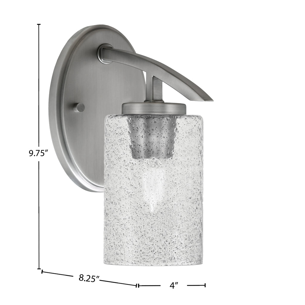 Kurve One Light Wall Sconce in Graphite with 4" Smoke Bubble Shade