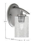 Kurve One Light Wall Sconce in Graphite with 4" Smoke Bubble Shade