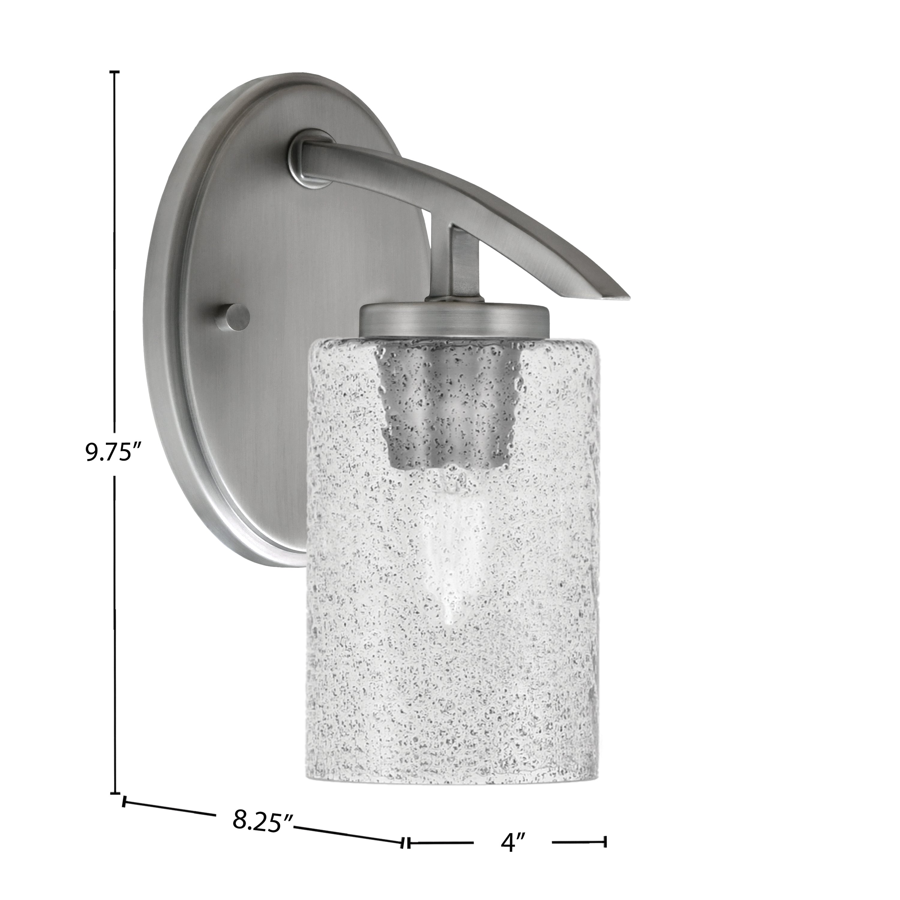 Kurve One Light Wall Sconce in Graphite with 4" Smoke Bubble Shade