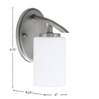 Kurve One Light Wall Sconce in Graphite with 4" White Muslin Shade