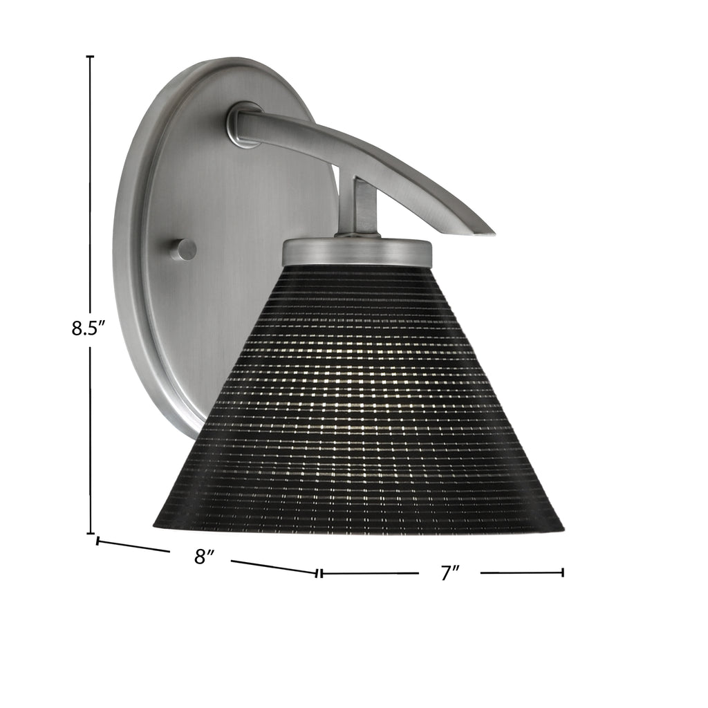 Kurve One Light Wall Sconce in Graphite with 7" Black Matrix Shade