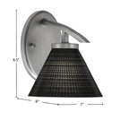 Kurve One Light Wall Sconce in Graphite with 7" Black Matrix Shade