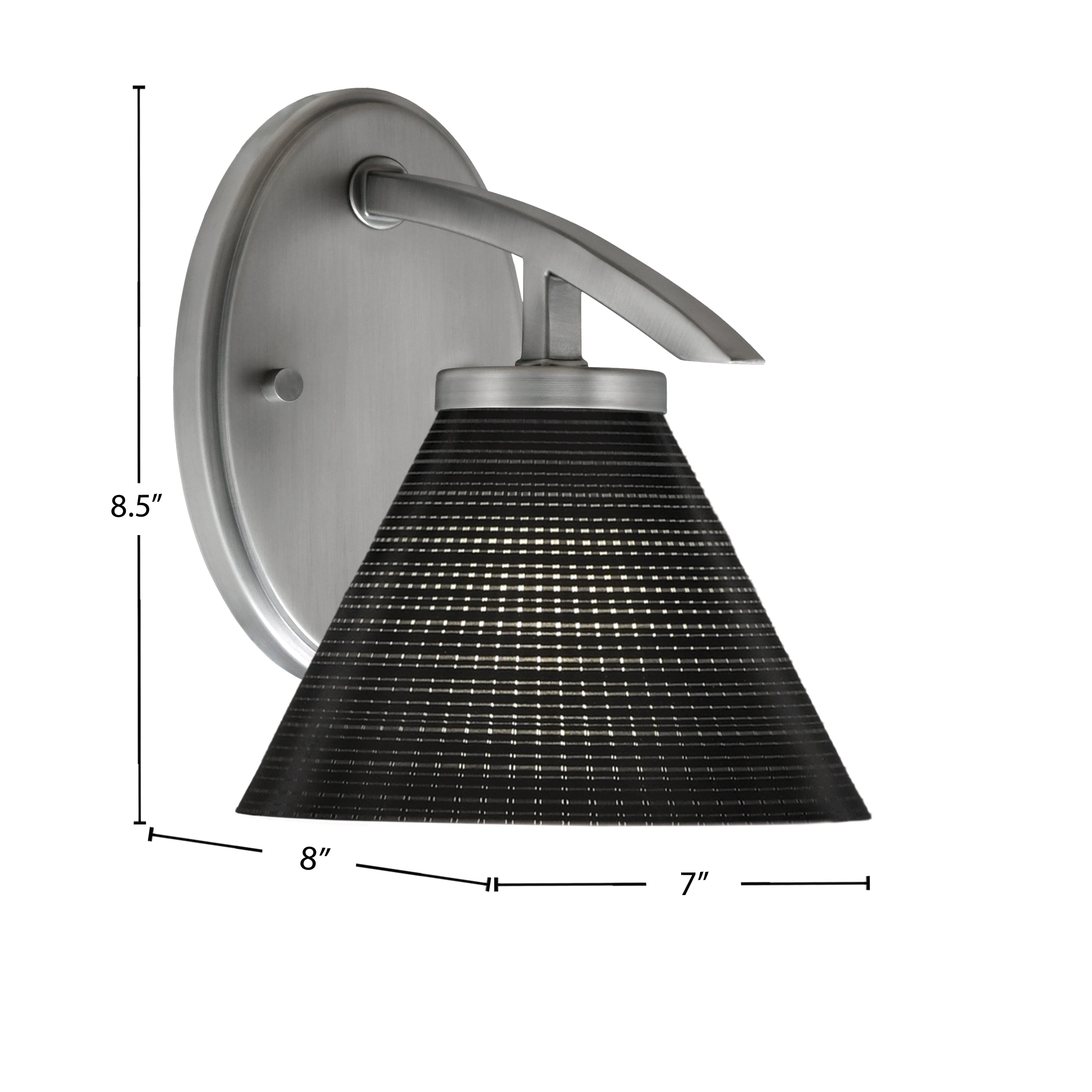 Kurve One Light Wall Sconce in Graphite with 7" Black Matrix Shade