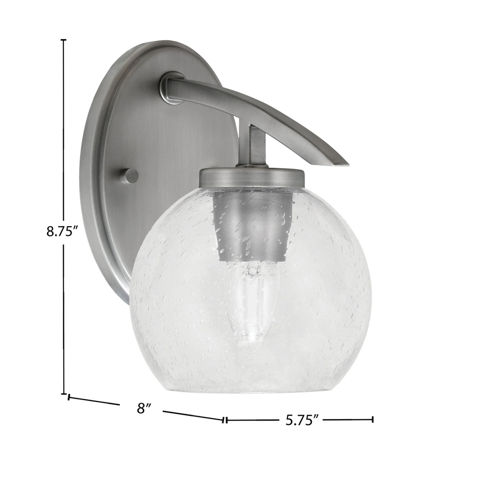 Kurve One Light Wall Sconce in Graphite with 5.75" Clear Bubble Shade