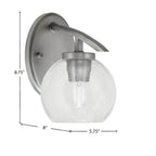 Kurve One Light Wall Sconce in Graphite with 5.75" Clear Bubble Shade
