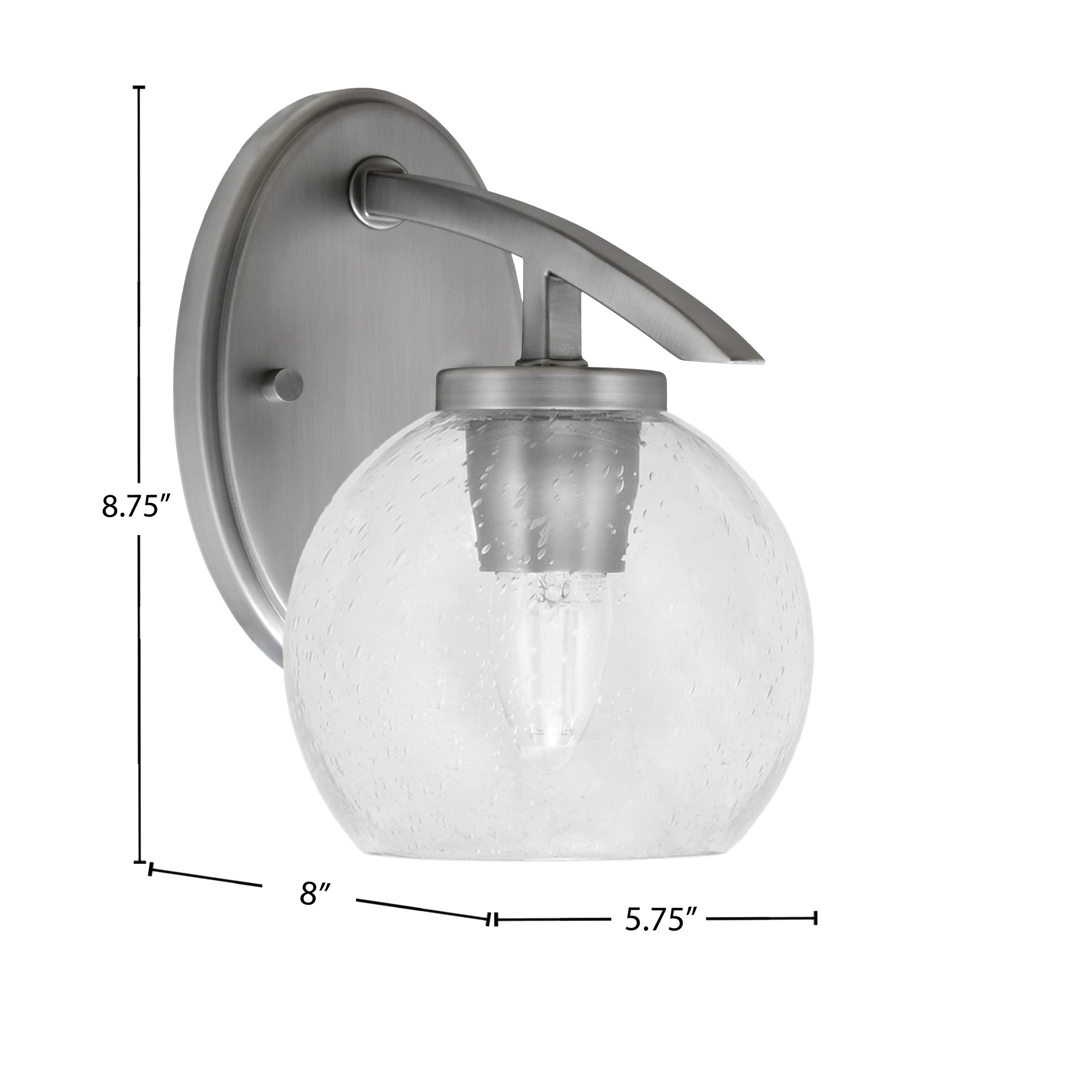 Kurve One Light Wall Sconce in Graphite with 5.75" Clear Bubble Shade