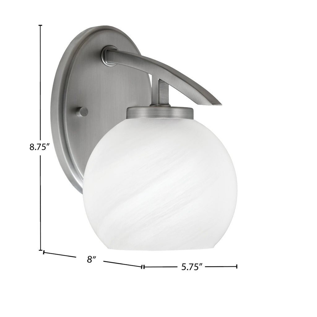 Kurve One Light Wall Sconce in Graphite with 5.75" White Marble Shade