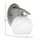 Kurve One Light Wall Sconce in Graphite with 5.75" White Marble Shade