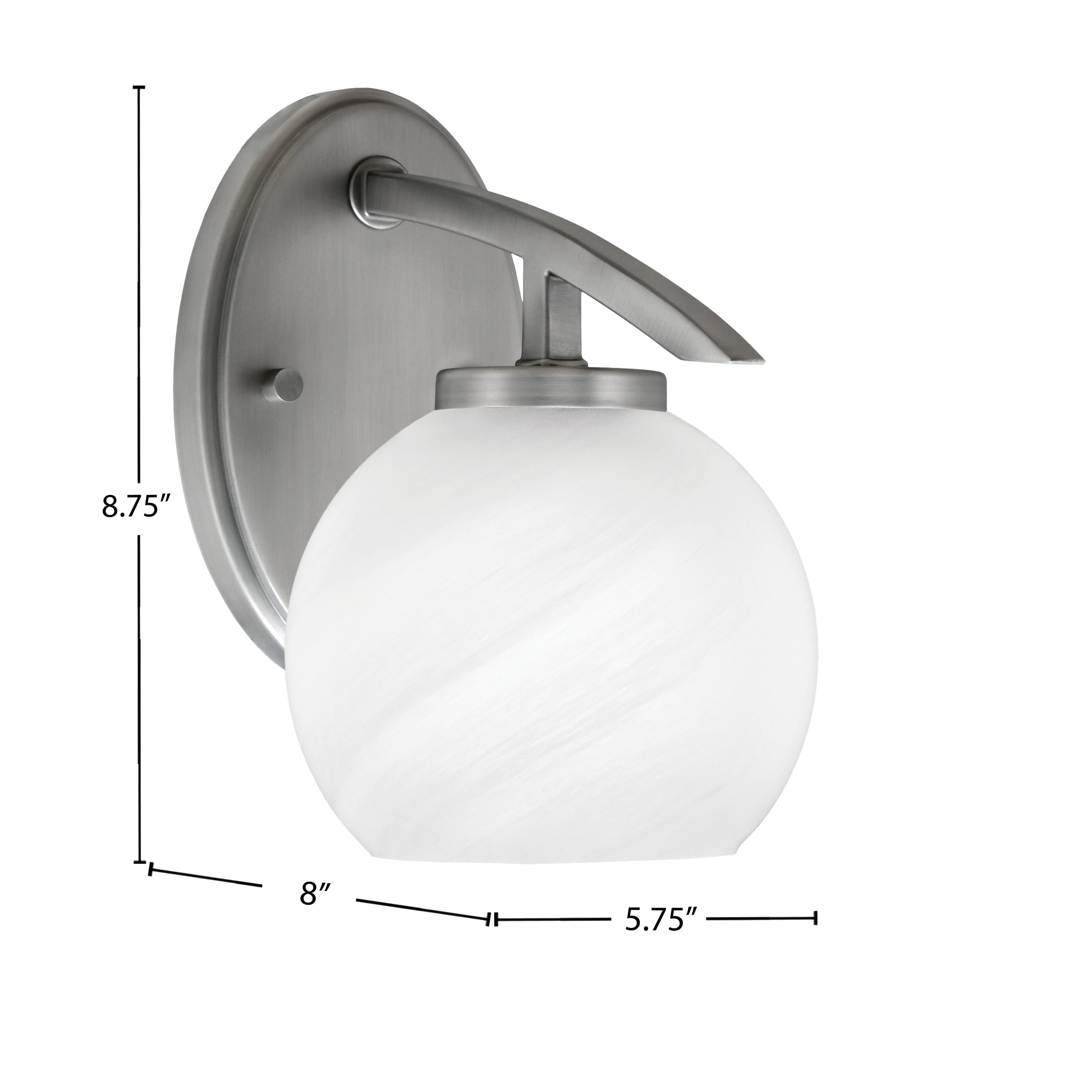 Kurve One Light Wall Sconce in Graphite with 5.75" White Marble Shade
