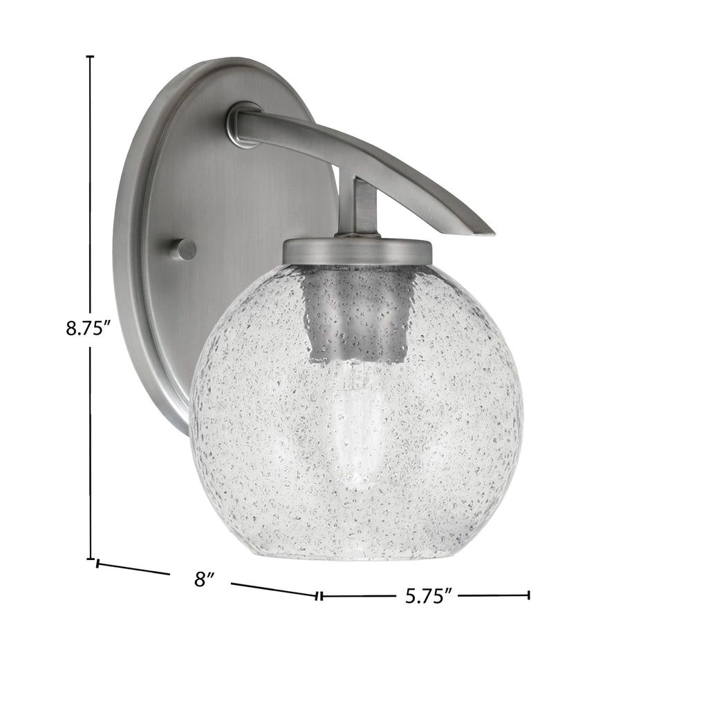 Kurve One Light Wall Sconce in Graphite with 5.75" Smoke Bubble Shade