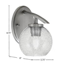 Kurve One Light Wall Sconce in Graphite with 5.75" Smoke Bubble Shade