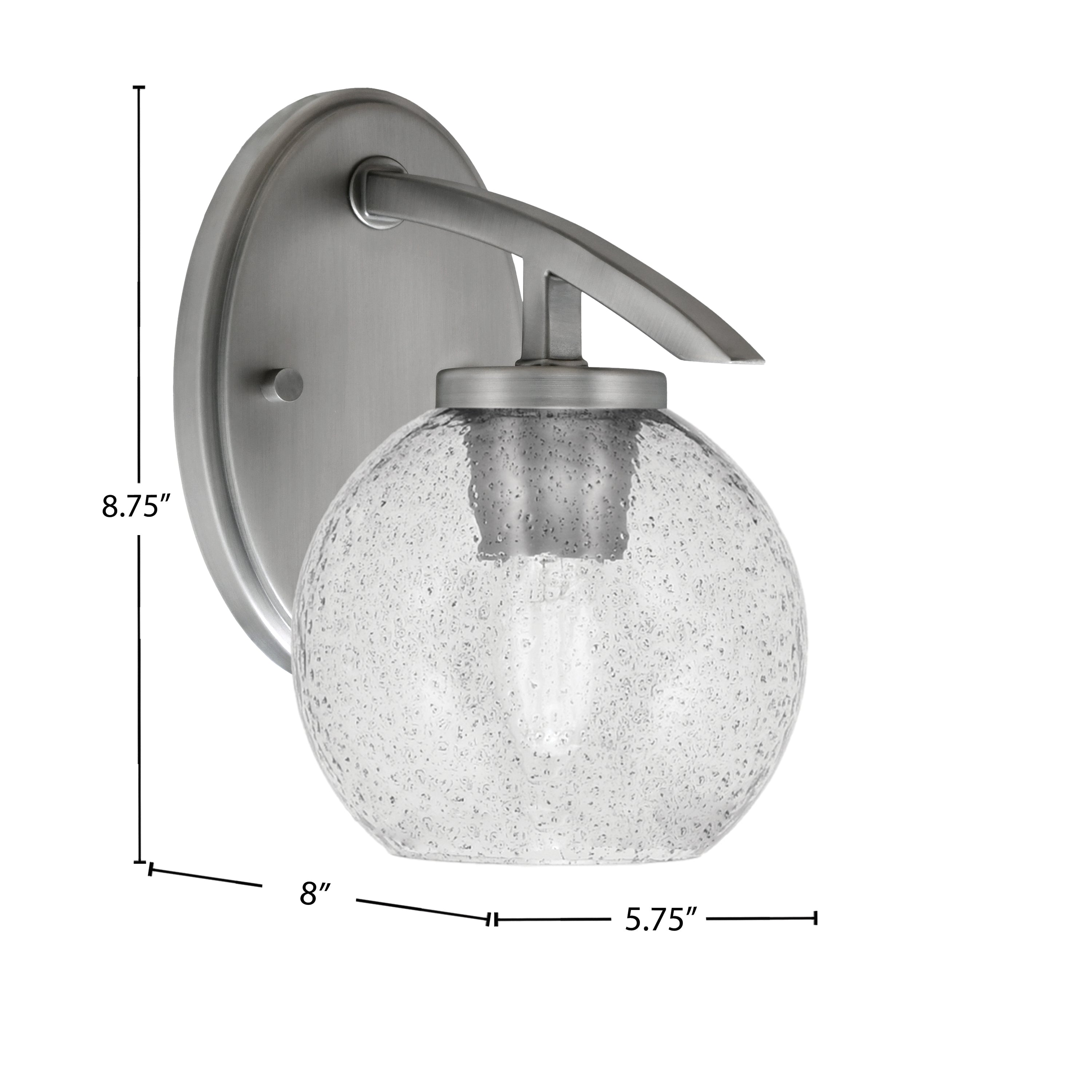 Kurve One Light Wall Sconce in Graphite with 5.75" Smoke Bubble Shade