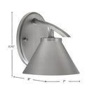 Kurve One Light Wall Sconce in Graphite with 7" Graphite Cone Metal Shade Shade
