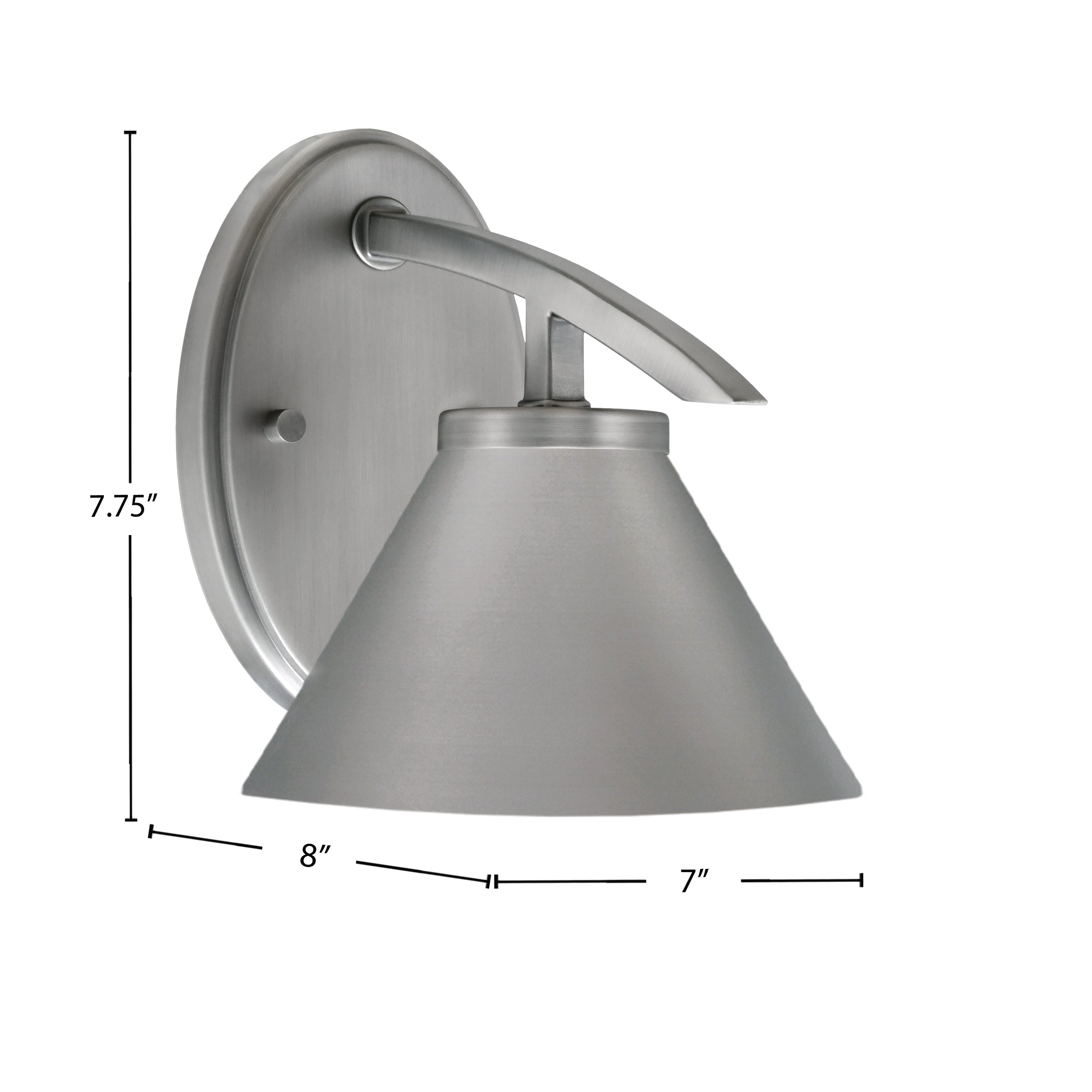 Kurve One Light Wall Sconce in Graphite with 7" Graphite Cone Metal Shade Shade
