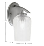 Kurve One Light Wall Sconce in Graphite with 5" Clear Textured Shade
