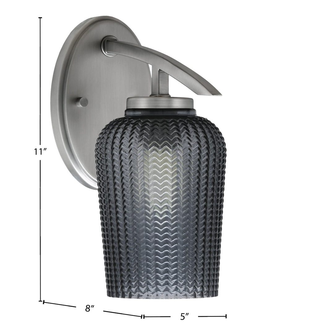 Kurve One Light Wall Sconce in Graphite with 5" Smoke Textured Shade