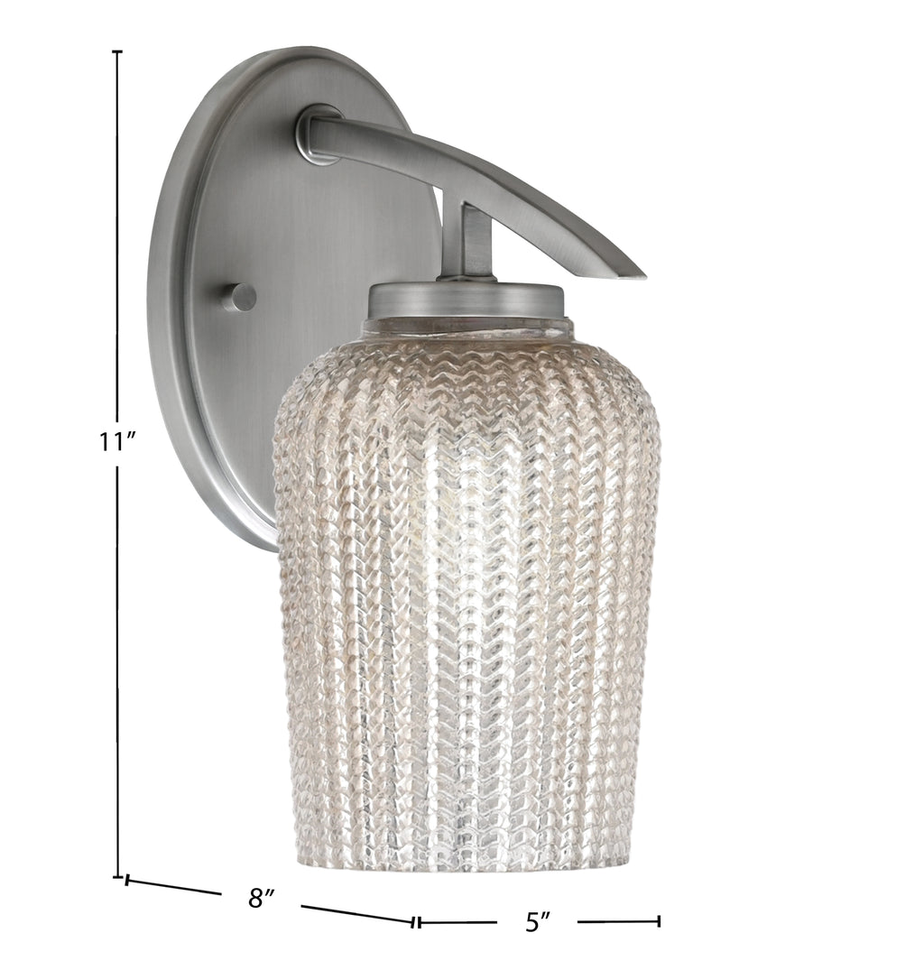 Kurve One Light Wall Sconce in Graphite with 5" Silver Textured Shade
