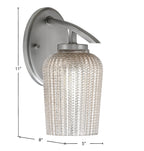 Kurve One Light Wall Sconce in Graphite with 5" Silver Textured Shade